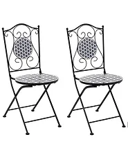 Set de 2 scaune de grădină SIROLO Pliabil Metal Alb/Albastru_1155644