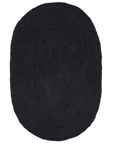 Oval Jute Area Rug 160 x 230 cm Black DEMIRCI