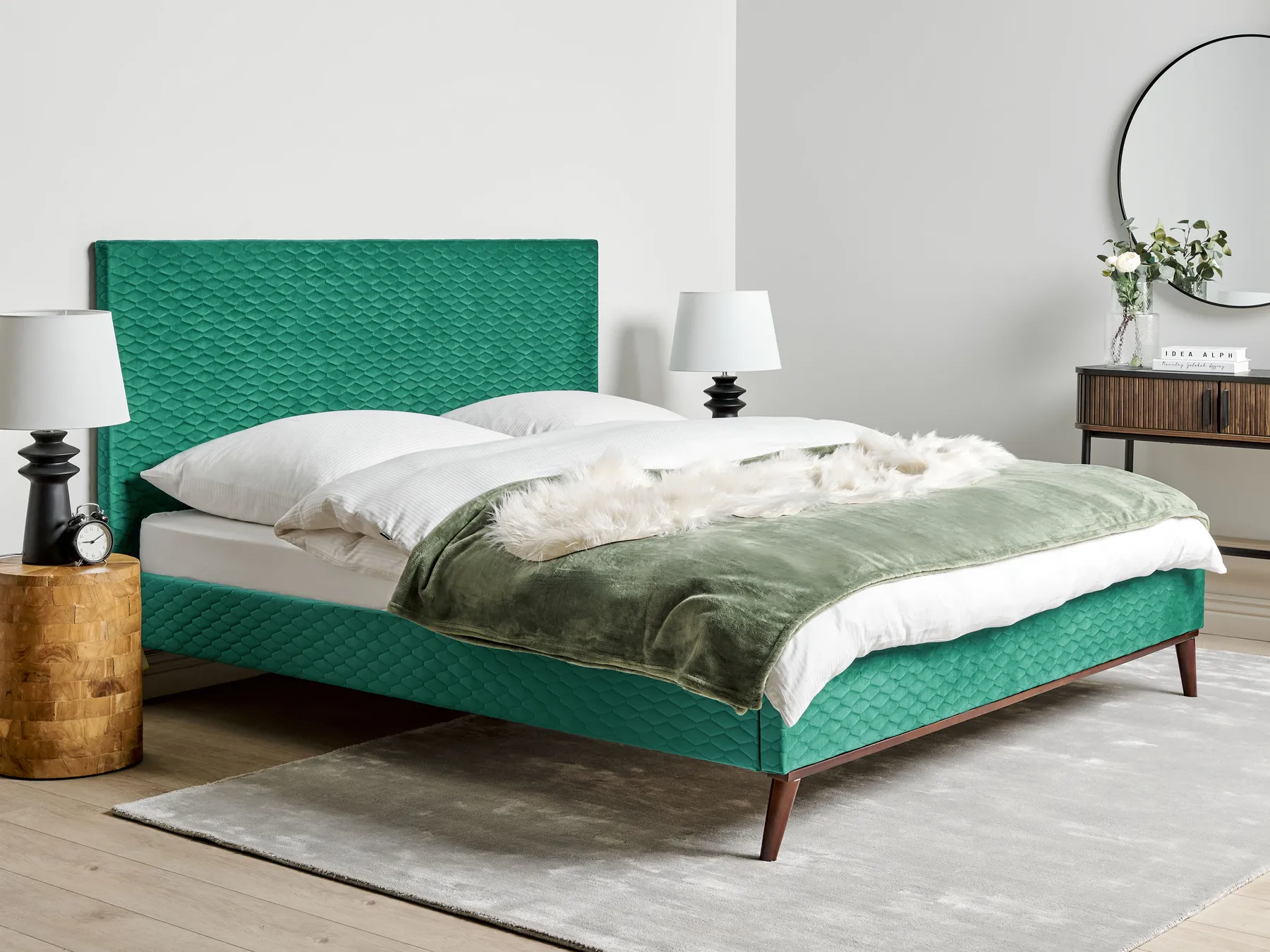 Bed Velvet BAYONNE 180 x 200 cm (EU Super King) Green_870900