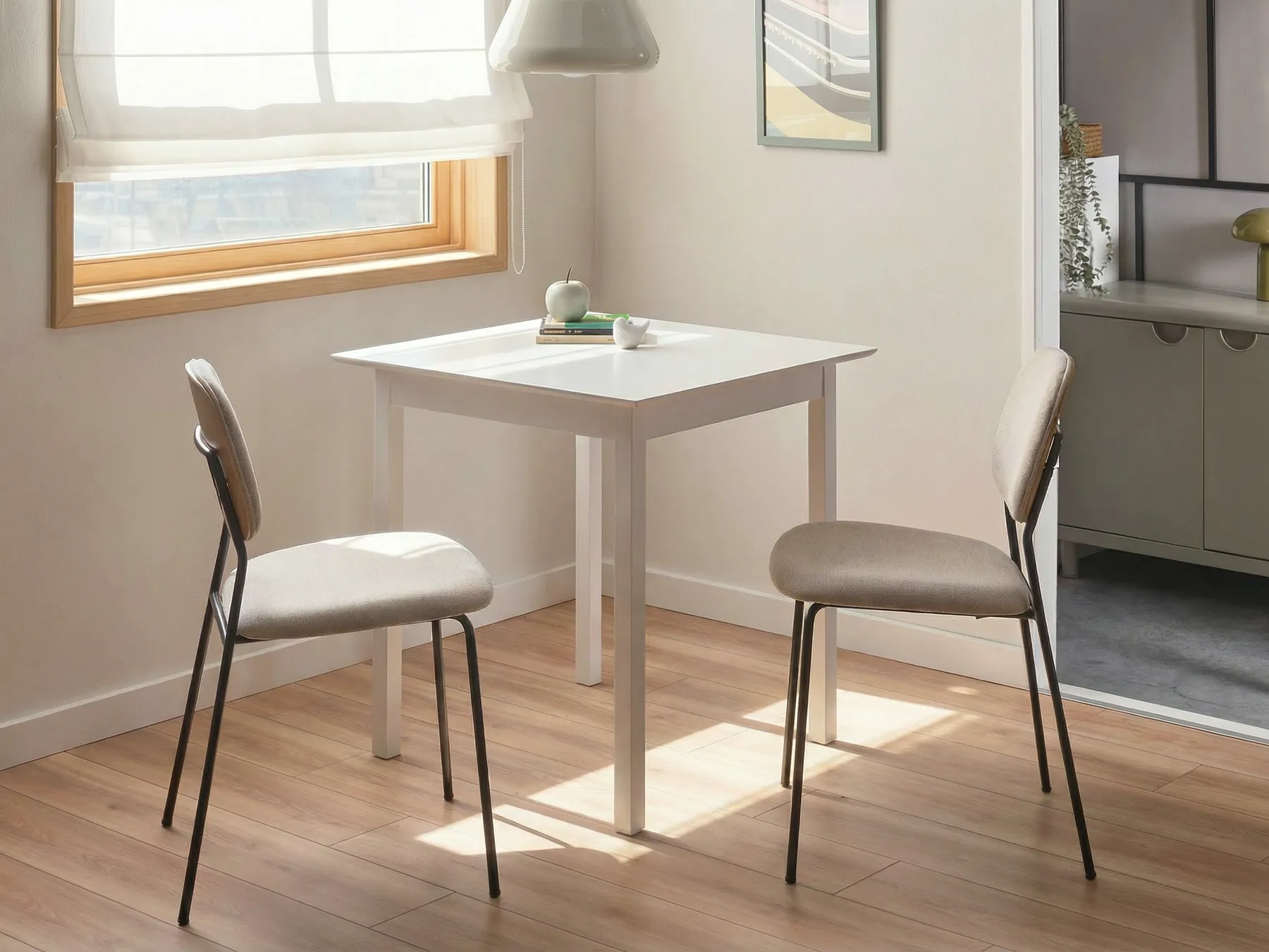 Dining Table VERITAS White 75 cm 75 cm Pine Wood_1070931