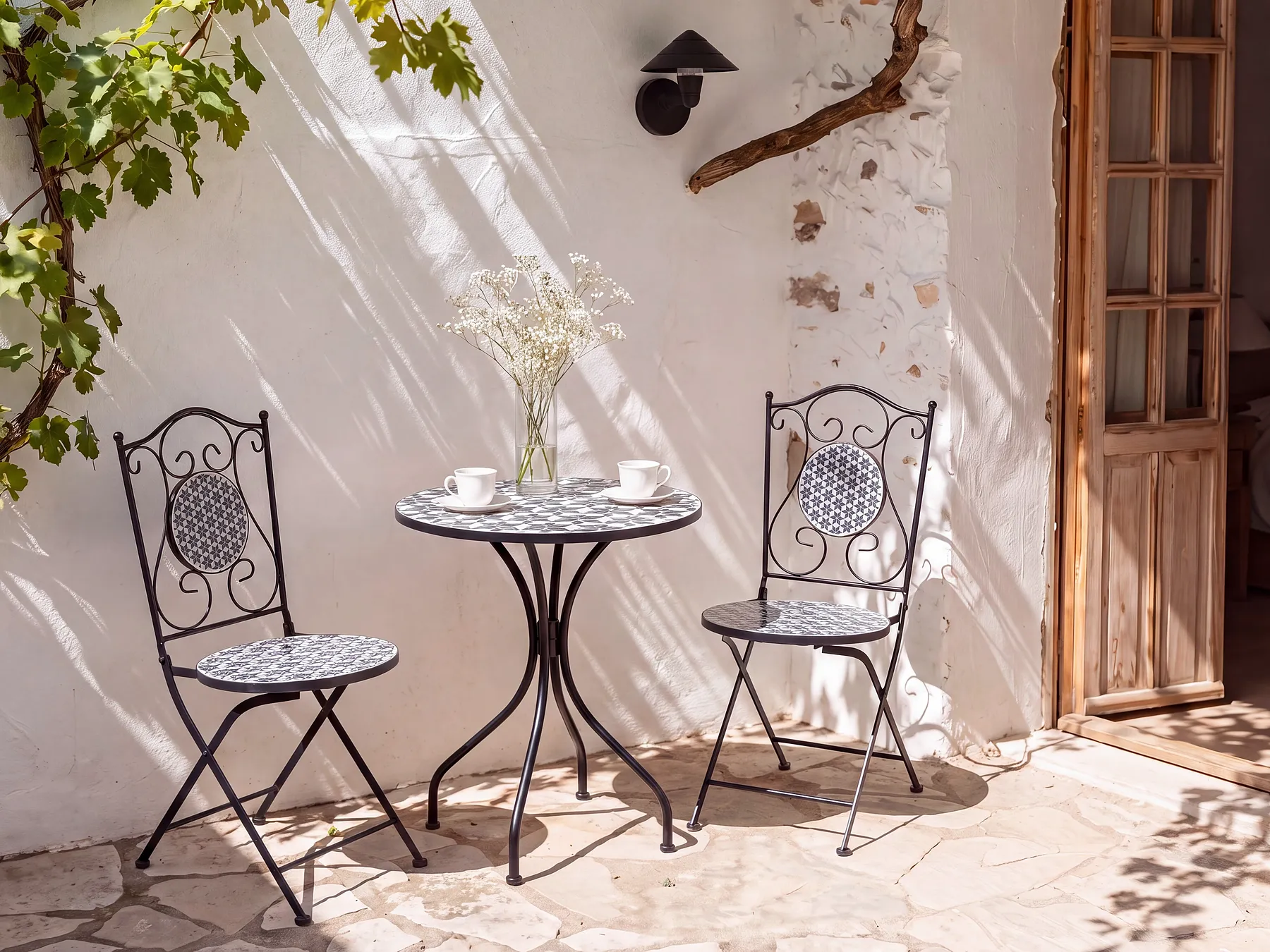 Bistro Table SIROLO 60 cm 60 cm Metal White/ Blue_1155661