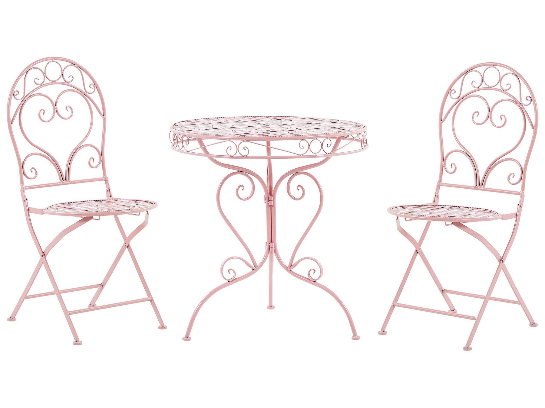 Ensemble de terrasse bistrot table et 2 chaises roses ALBINIA_774541