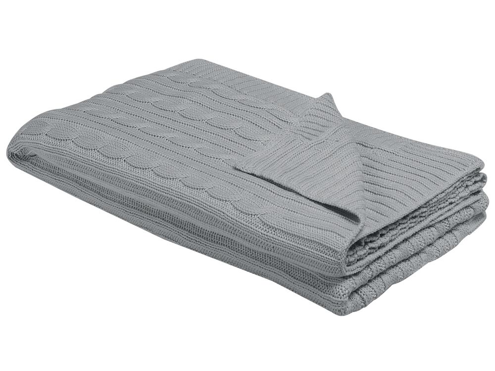 Cotton Blanket 110 x 180 cm Light Grey ANAMUR Beliani