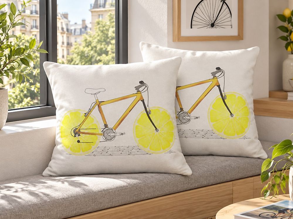 Set de 2 perne decorative RUSCUS 45 x 45 cm Bumbac Alb Imprimeu abstract