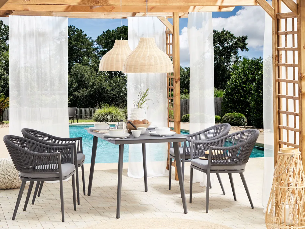 Garden Dining Table MILETO 140 cm 80 cm Glass Grey