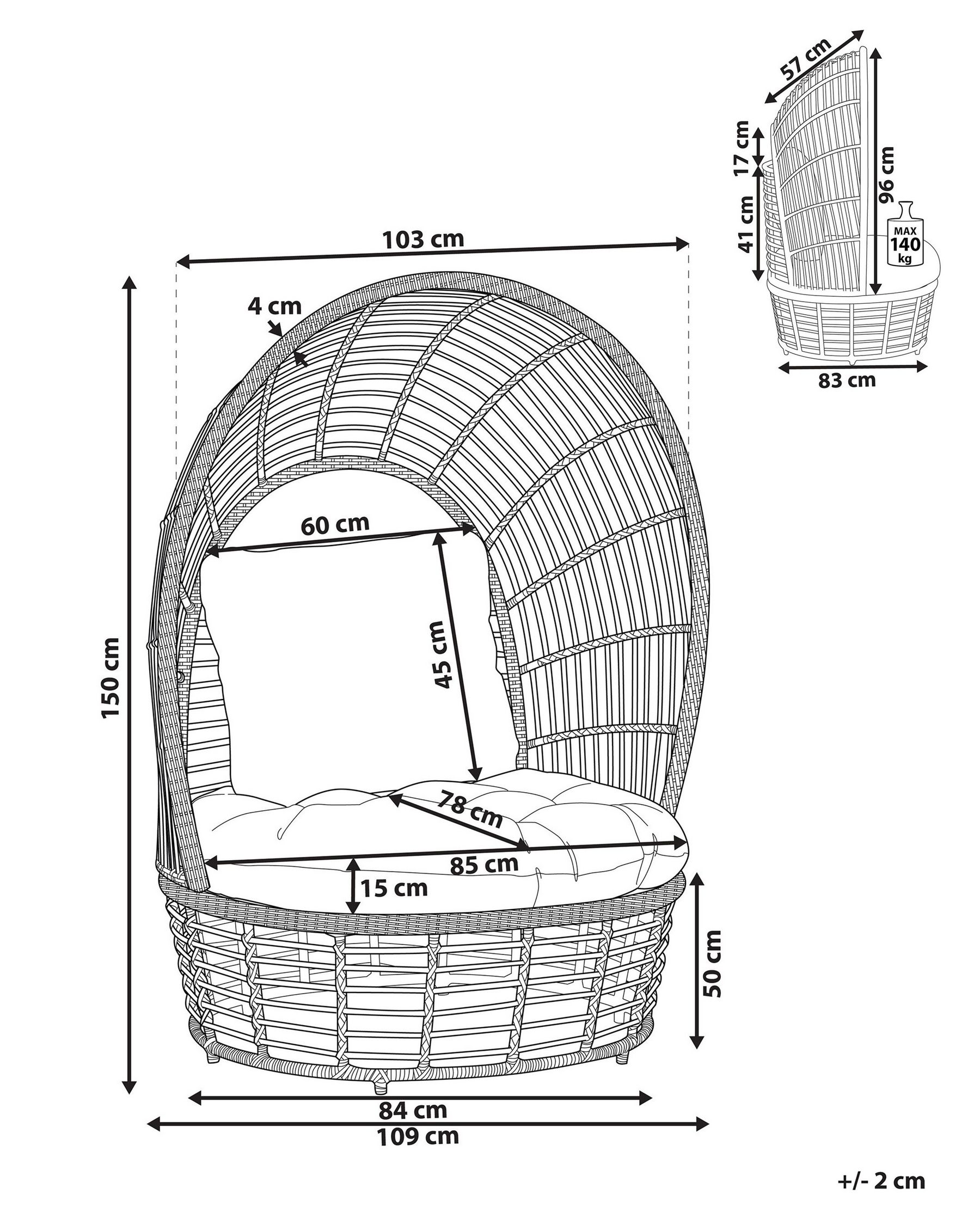 Fotel ogrodowy LIDO Rattan Beżowy_803527