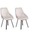 Set of 2 Dining Chairs TERLTON Velvet Light Beige