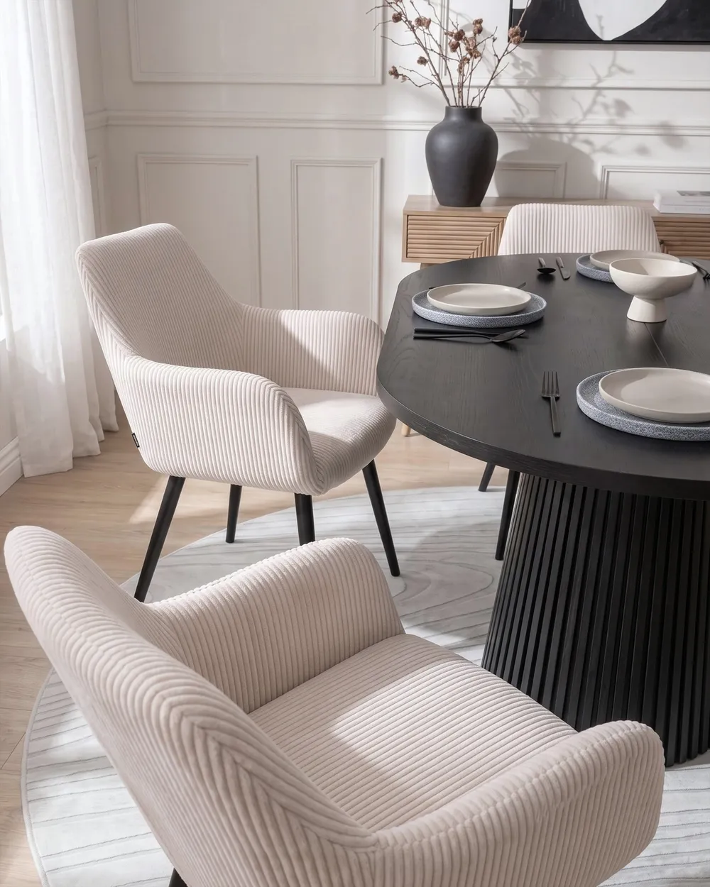 Set di 2 sedie da pranzo MORI Velluto a coste Beige chiaro_1107783