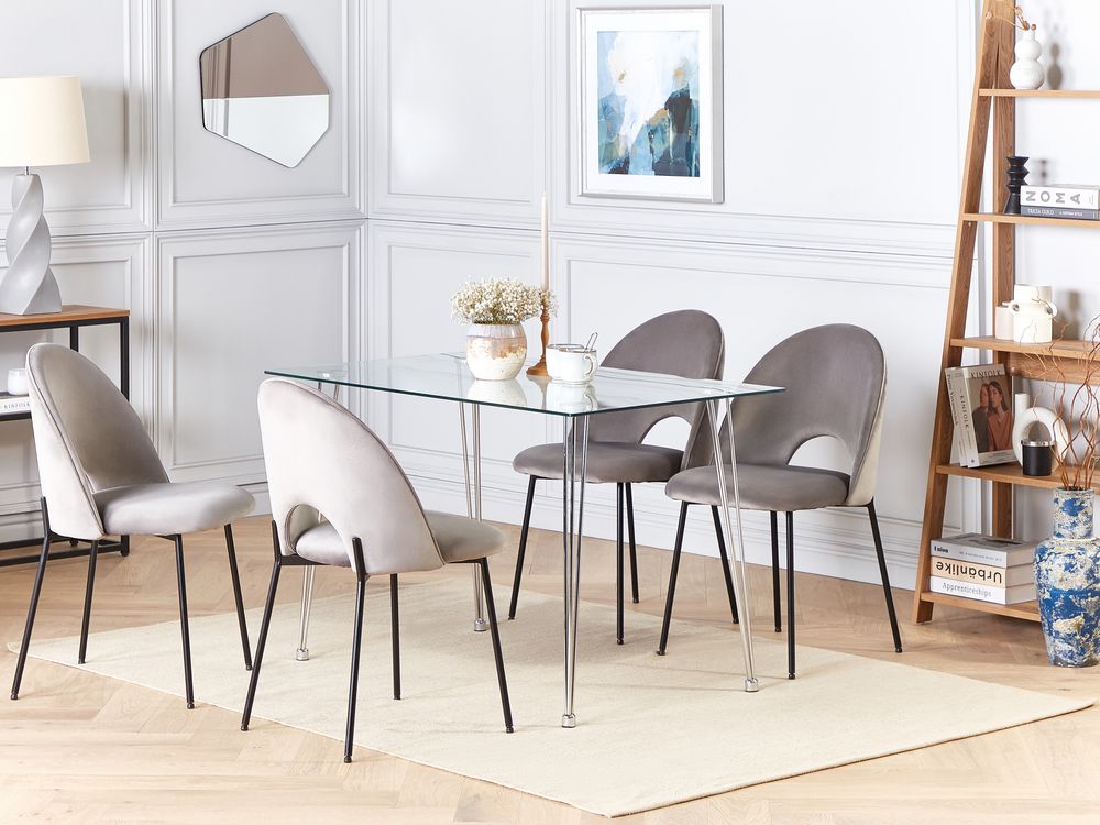 Esstisch WINSTON Silber 120 cm 70 cm Sicherheitsglas