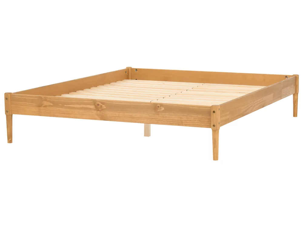 Bed without Headboard Pine Wood VEYRAC 160 x 200 cm (EU King Size) Light Brown_1118770