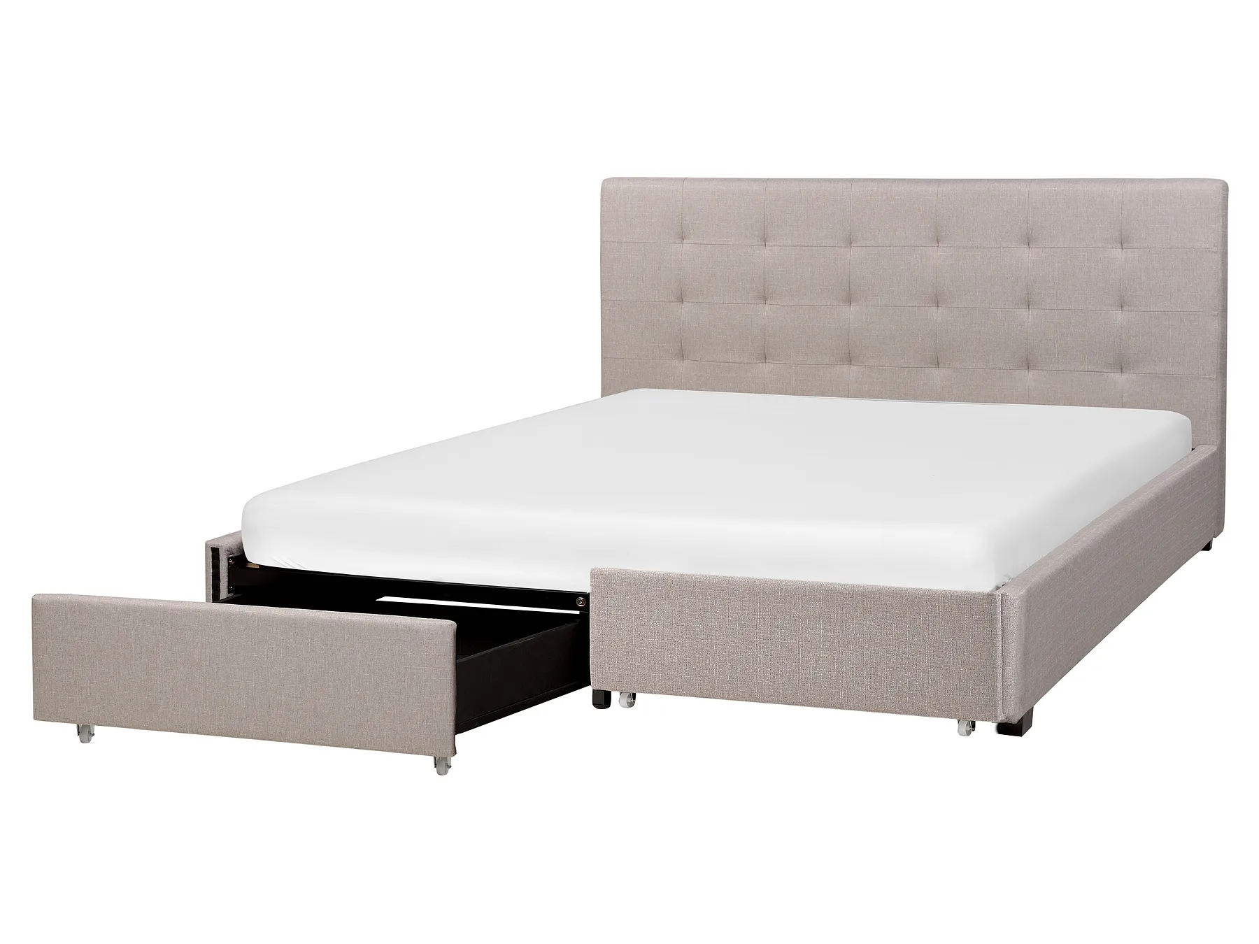 Bett mit Schubladen LA ROCHELLE Stoff Hellgrau 160 x 200 cm_800403