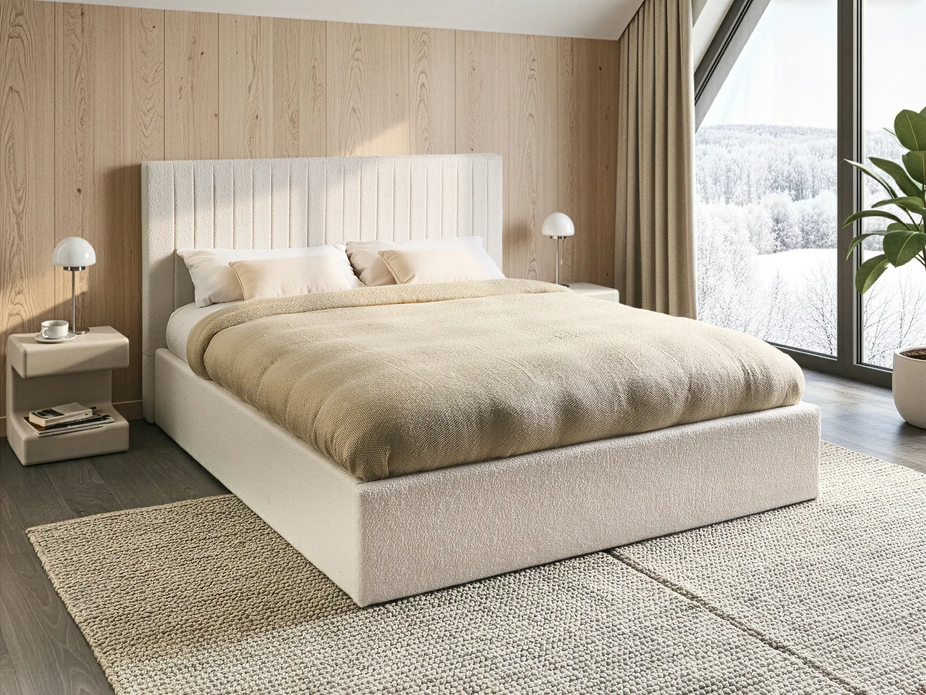 Ottoman Bed VION Boucle Off-White 160 x 200 cm (EU King Size)_1042545