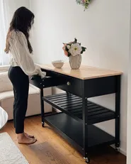 Kitchen Trolley NAVARINO Wood Black_1065353