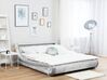 Zamatová posteľ s LED osvetlením 140 x 200 cm strieborná AVIGNON_734758