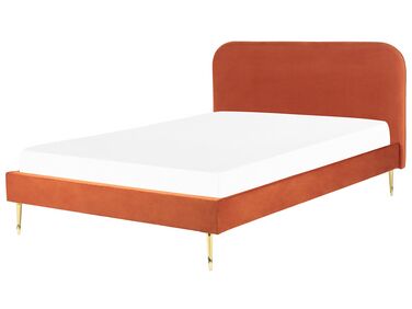 Zamatová posteľ 180 x 200 cm oranžová FLAYAT