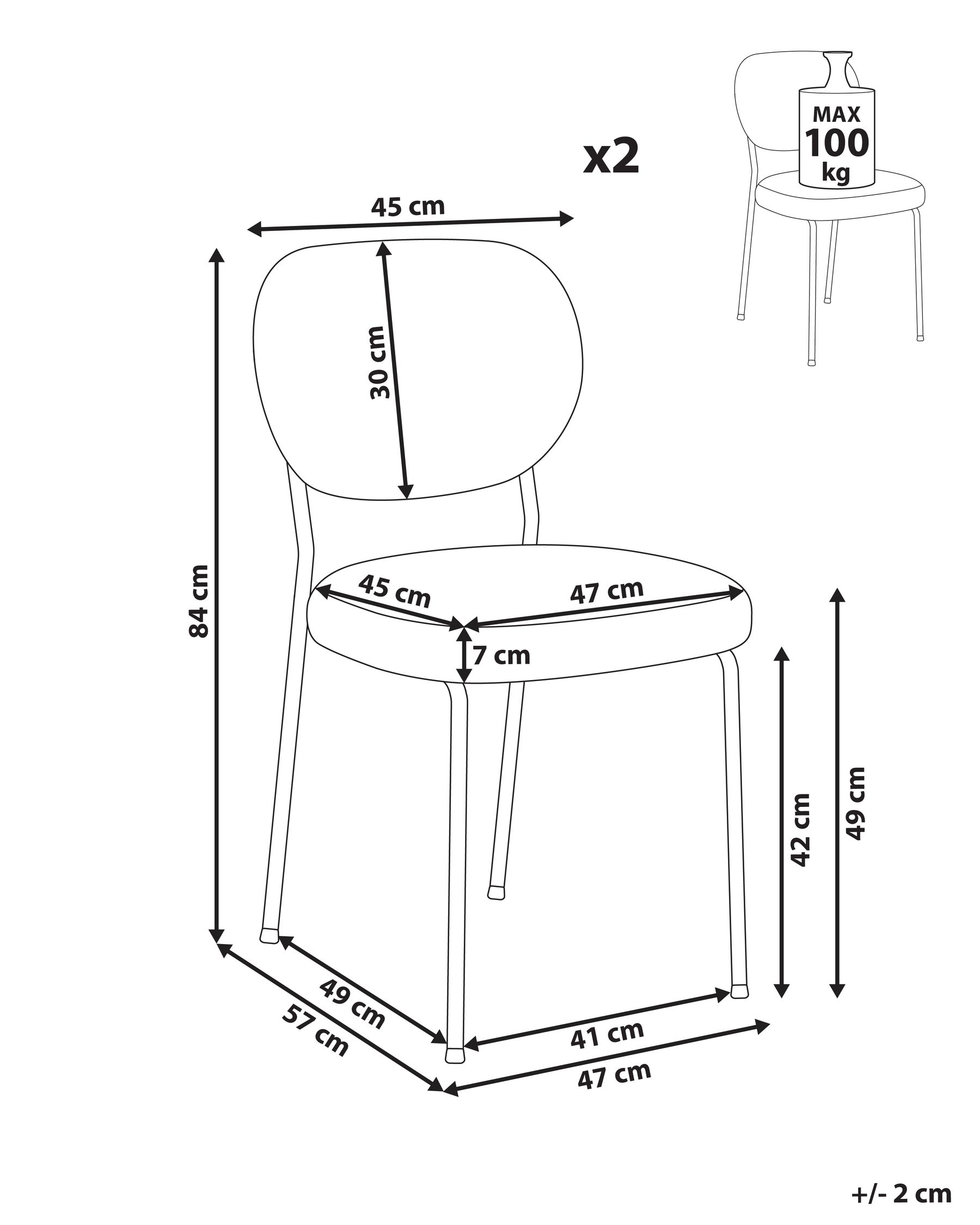 Set di 2 sedie da pranzo LOLETA Tessuto Marrone chiaro_999035
