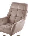 Velvet Armchair with Footstool Beige MOLLE_780904