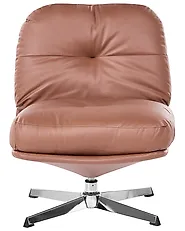 Swivel Armchair LOIMAA with Footstool Fabric Brown_1164626