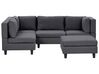 4 Seater Right Hand Modular Fabric Corner Sofa with Ottoman Dark Grey UNSTAD_924619