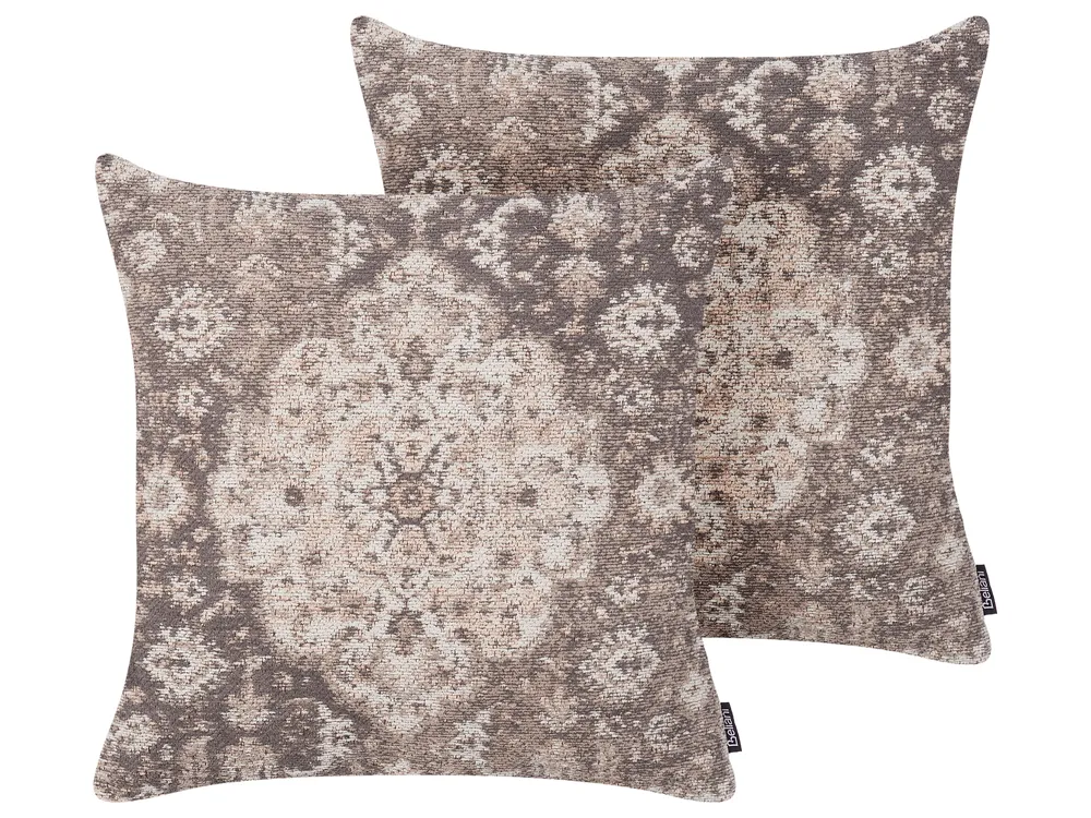 Zestaw 2 poduszek dekoracyjnych MIMISAL 45 x 45 cm Bawełna Brązowy Wzór orientalny