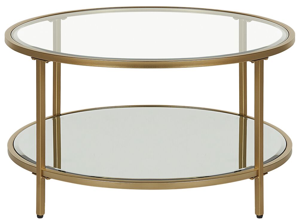 Coffee Table BIRNEY Tempered Glass Gold