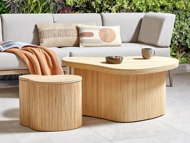 Set of 2 Rattan Coffee Tables Natural SALANTI