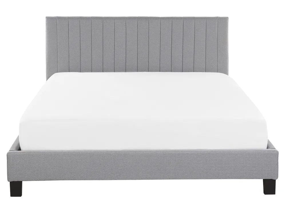 Bett mit Lattenrost Stoff POITIERS 160 x 200 cm Hellgrau_793432