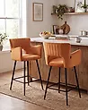 Set of 2 Bar Chairs SANILAC Velvet Orange