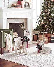 Set of 2 Christmas Decorations LAPINLAHTI 38/68 cm Reindeer White_1172243
