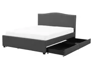 Bed met opbergladen MONTPELLIER Stof Grijs 160 x 200 cm LED_708656
