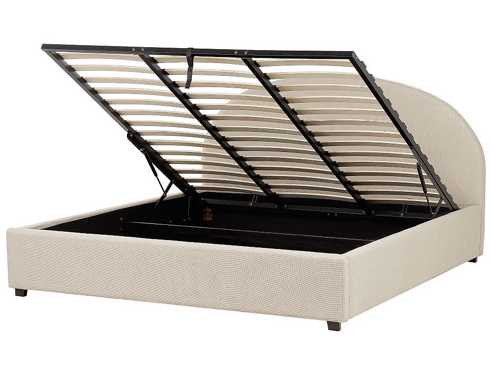 Ottoman Bed VAUCLUSE Fabric Beige 180 x 200 cm (EU Super King)
