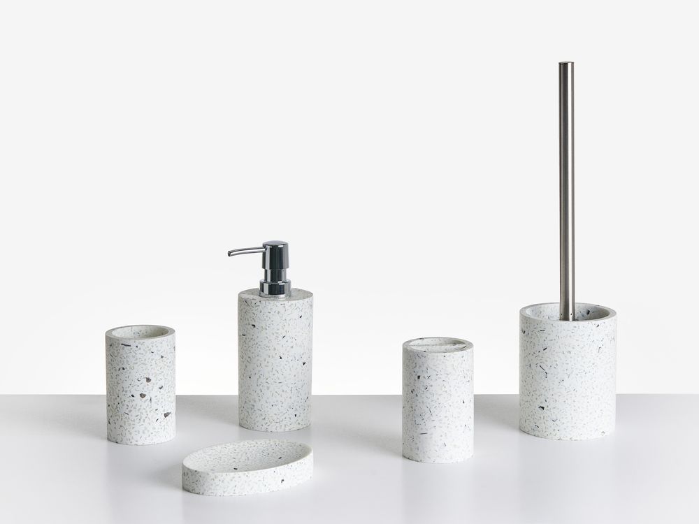 Badaccessoires Set 5-teilig PERENE Terrazzo Optik Terrazzo Weiß
