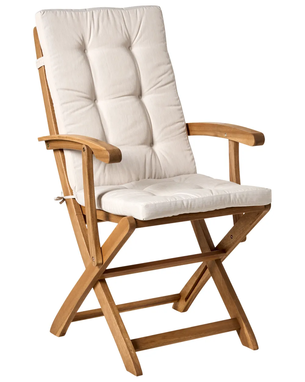 Set of 2 Garden Chairs with Cushions MAUI PREMIUM Acacia Wood Light Beige_990906