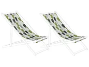 Set of 2 Sun Lounger Replacement Fabrics ANZIO/AVELLINO 113 x 44 cm Green_819976