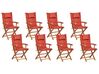 8 Seater Acacia Wood Garden Dining Set with Parasol and Red Cushions MAUI II_926891