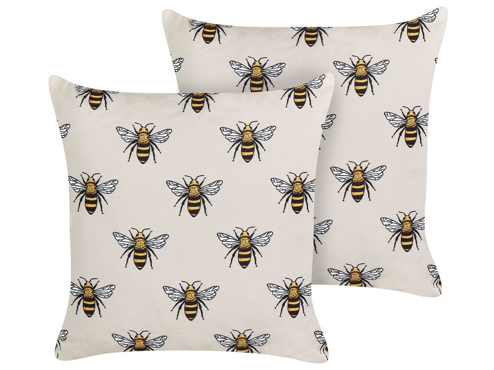 Set di 2 cuscini da esterno CANNETO Trama animale 45 x 45 cm Beige
