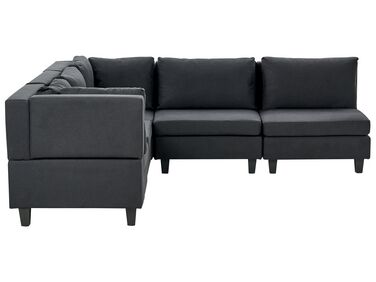 5 Seater Right Hand Modular Fabric Corner Sofa Black UNSTAD