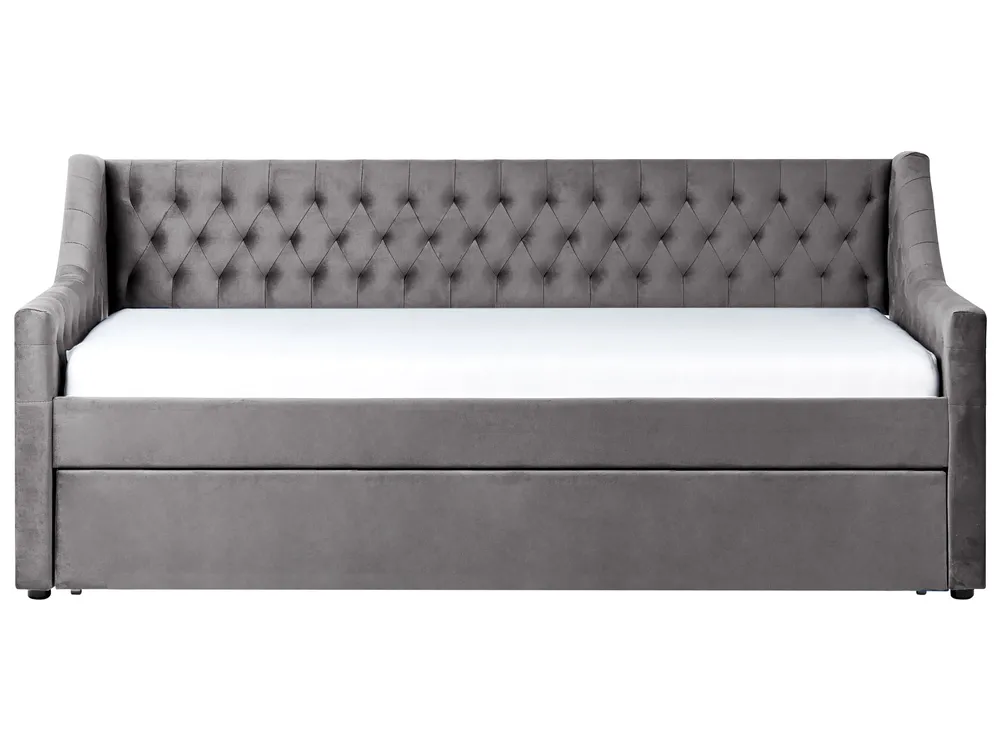 Trundle Bed Velvet MONTARGIS 90 x 200 cm (EU Single) Light Grey_798328