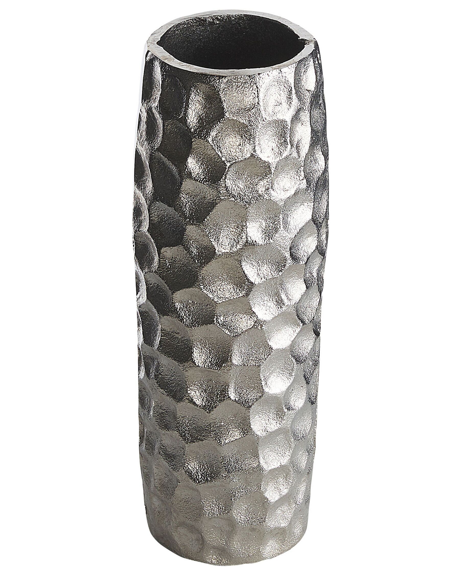 Vaso decorativo metallo argento 32 cm CALAKMUL_823147