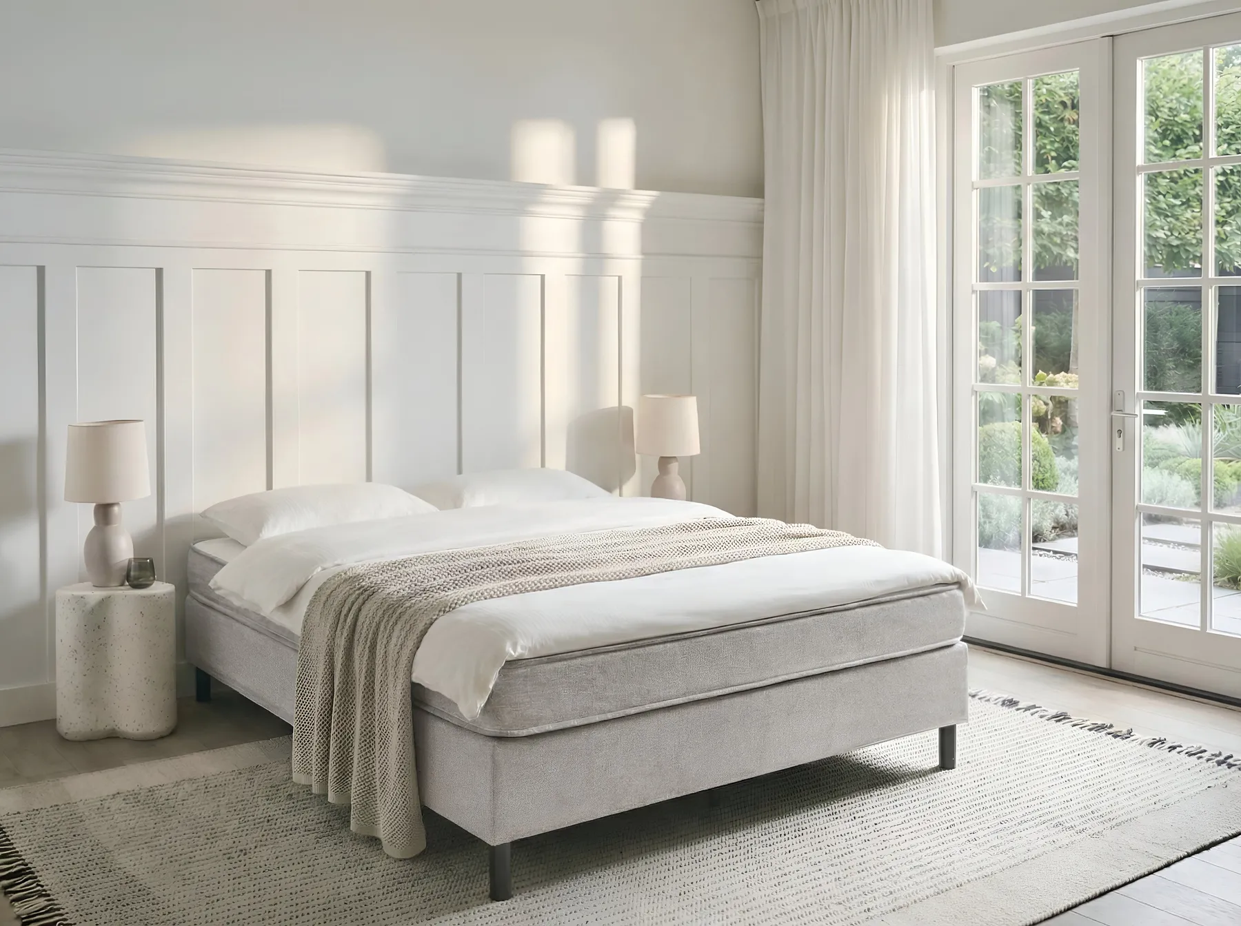 Divan Bed without Headboard Fabric COUNTESS 160 x 200 cm (EU King Size) Light Grey_979025