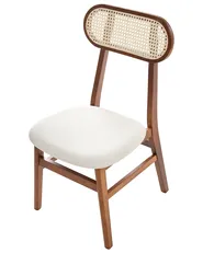 Set of 2 Dining Chairs FALLON Wood Brown/ Light Beige_1064941
