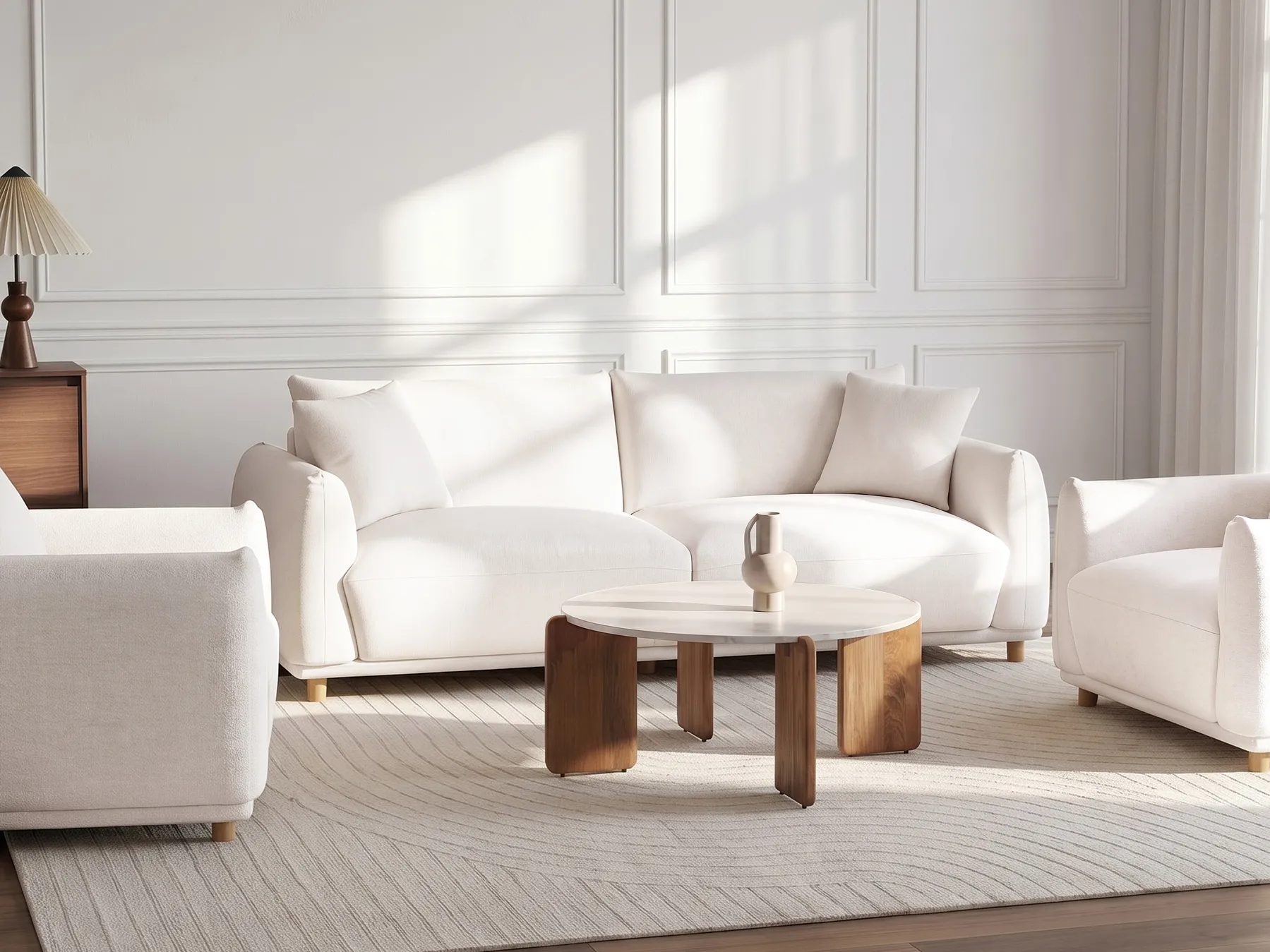 Sofa 3 Seater JUBEK Fabric Off-White_1081534