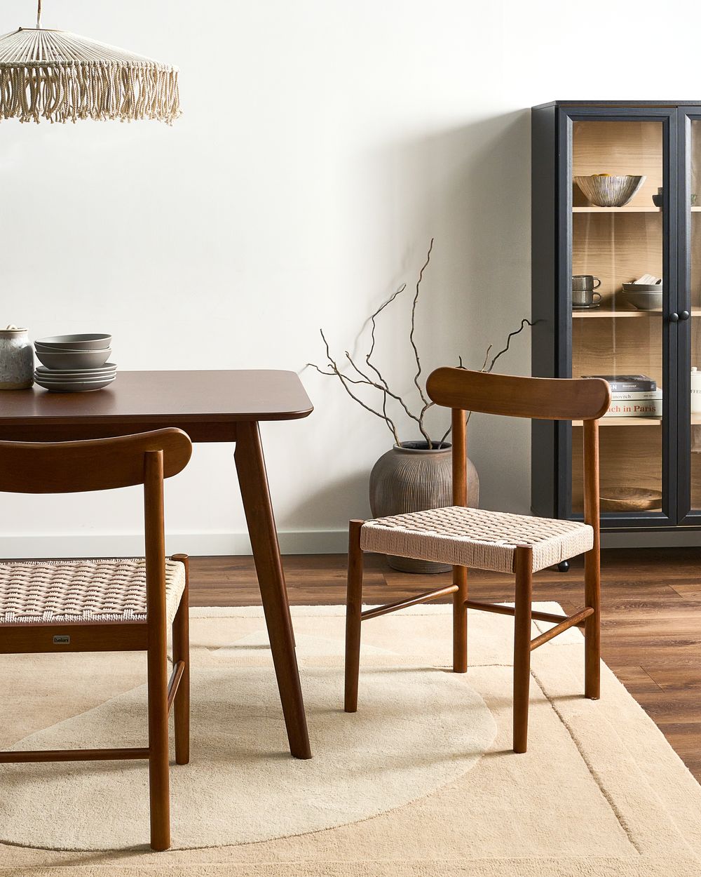 Set med 2 matstolar EAGAN Trä Brun/ Beige