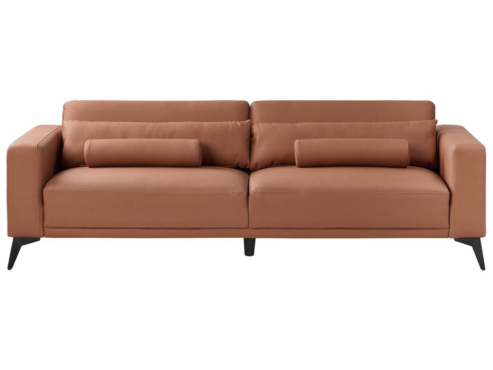 Brown leather 3 seater couch discount
