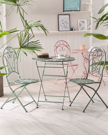 Set of 2 Metal Garden Folding Chairs Green TRENTO