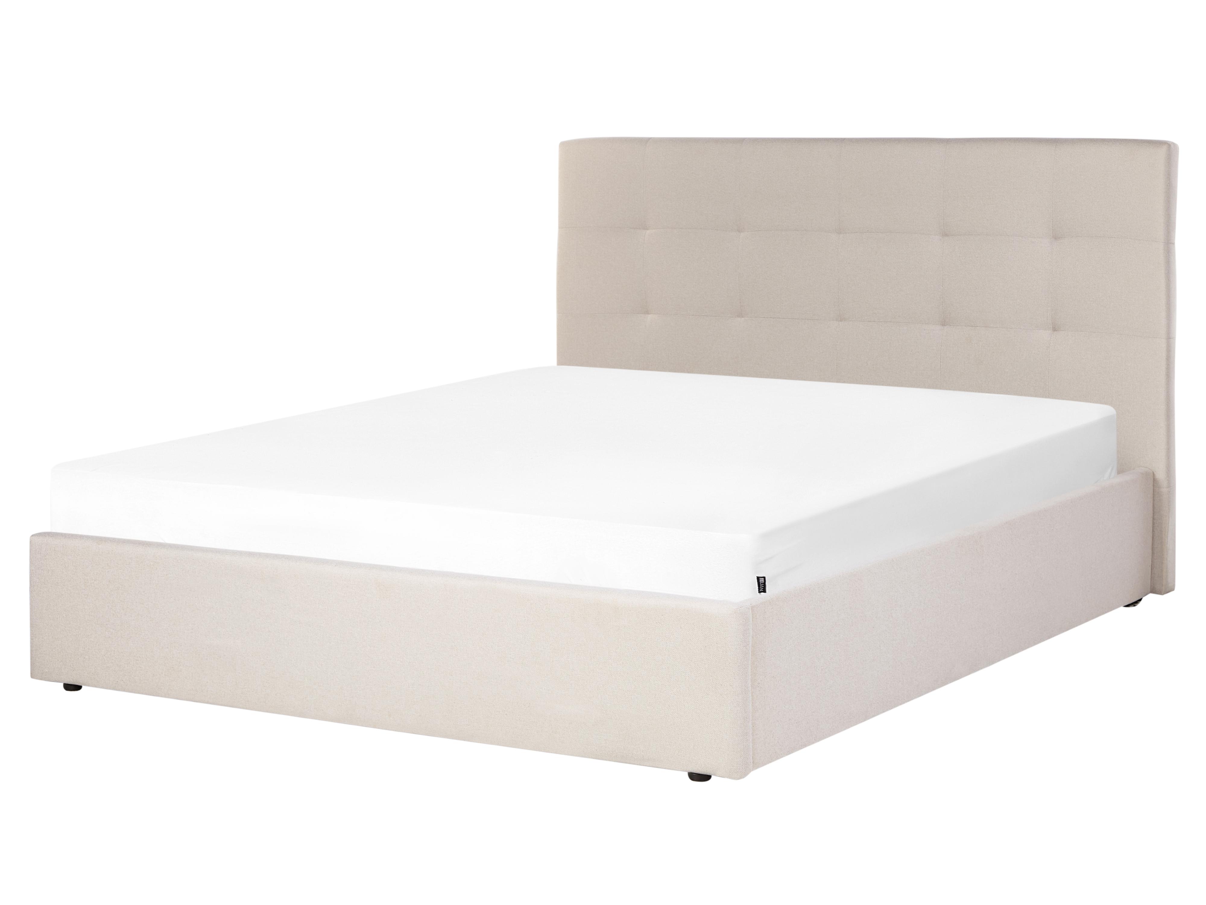 Bett mit Stauraum LORIENT Stoff Beige 160 x 200 cm_901803