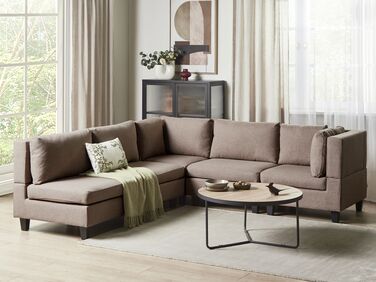 5-seters venstrevendt modulær sofa stoff Brun UNSTAD