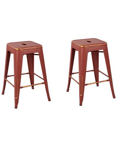 Sada 2 oceľových barových stoličiek 60 cm červená/zlatá CABRILLO