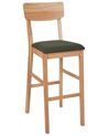  Set of 2 Wooden Bar Chairs Light Wood and Dark Green AMBLER_926593