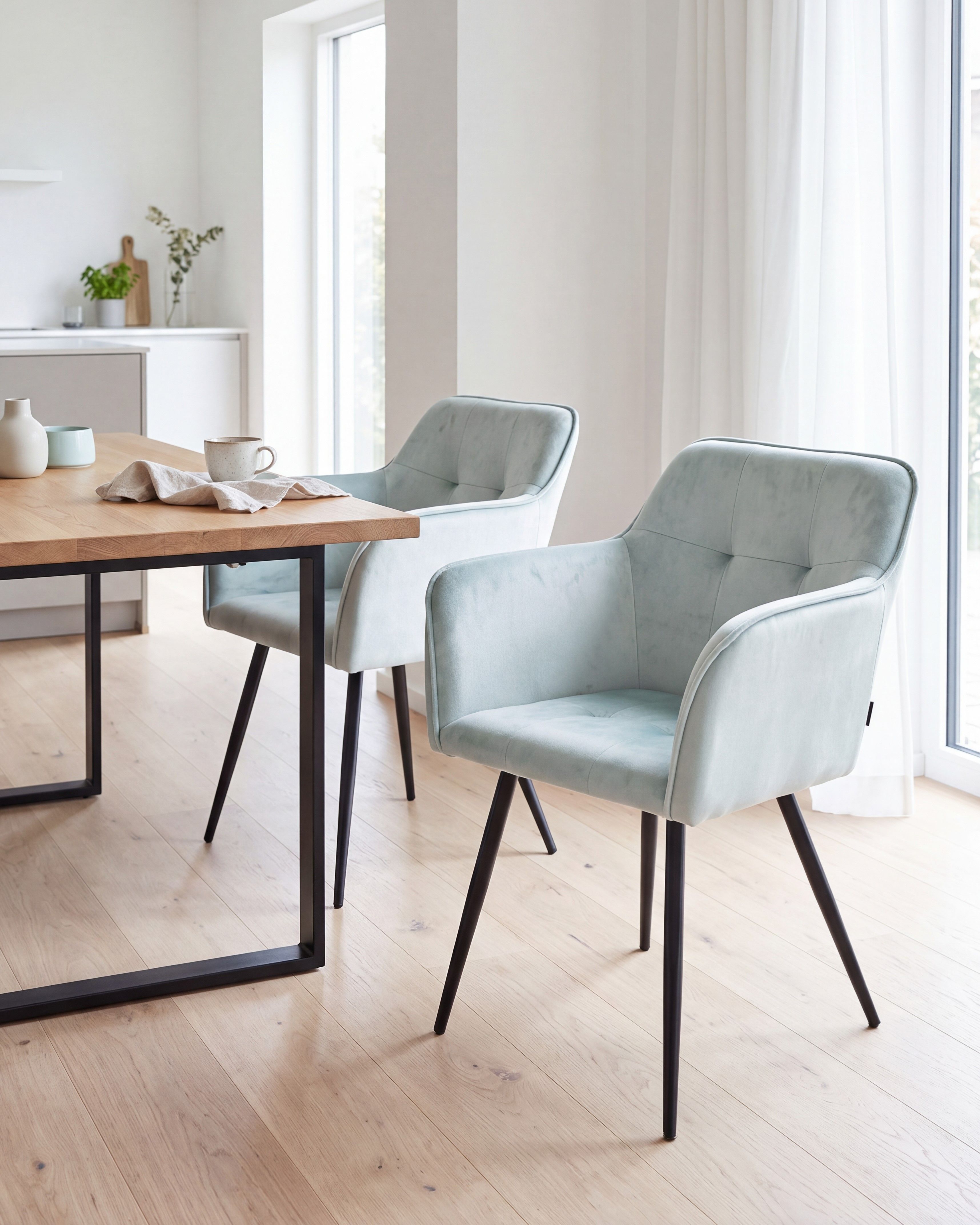 Dining Chair Set of 2 Velvet Mint Green JASMIN | Beliani.co.uk